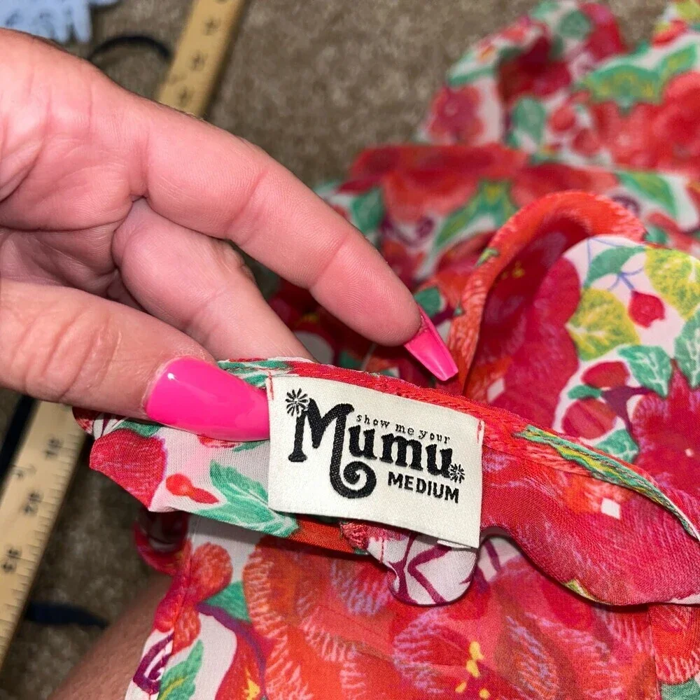 Show me Your MuMu top blouse swimsuit coverup Tropical high low lightweight SZ M